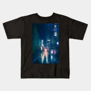 Old School Vintage look of Retro Tokyo Street Japan Night Photography Kids T-Shirt